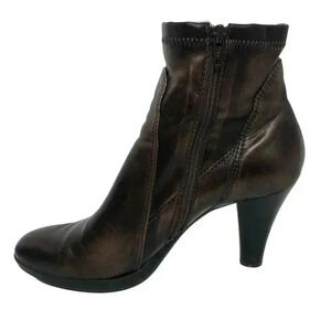 Vintage Franco Sarto Copper Metallic Heeled Booties Ankle Boots Women's Size 8